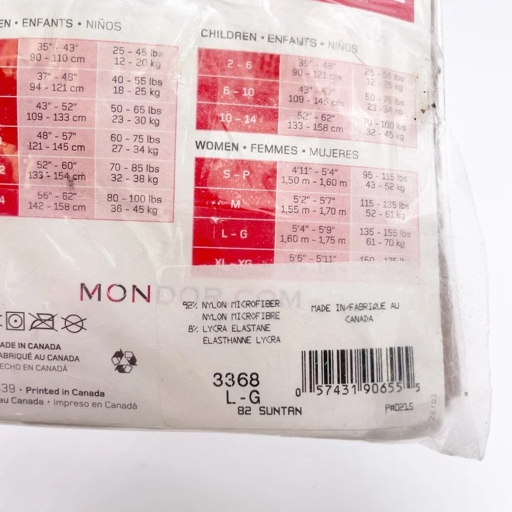 Mondor 3368 Performance 60 Denier‎ Suntan Figure Skating Tights Size L